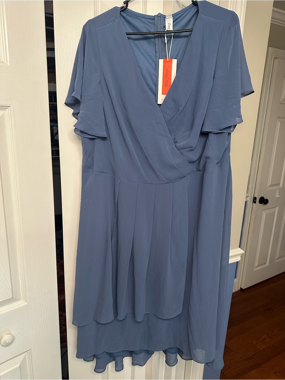 Ever Pretty Dusty Blue V-Neck High Low Chiffon Dress